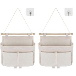 Pakkaus 2 roikkuvaa säilytyspussia, suurikapasiteettinen kokoonpano, 3 lokeroa tarrakoukuilla, roikkuva tai