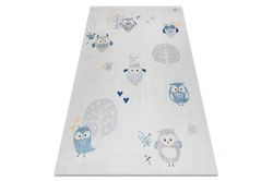 RugsX BAMBINO 1161 vasketæppe Ugler til børn skridsikker - grå 140x190 cm