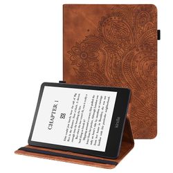 Kukkakorttipaikat Pehmeä taitettava jalustakotelo, jossa on automaattinen lepotila/herätys Amazon Kindle Paperwhite 5: lle (2021) Ruskea Style D Ot...