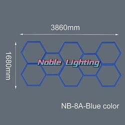 Jelivey Høj kvalitet Super Bright Blue Color Led Hexagon Garage loftslampe kan splejses sammen Honeycomb Blue lampe detaljer NB-8A