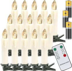 40x LED-julelys, trådløse hvite varme juletrelys, med fjernkontroll og batterier, dimbare LED-lys, Ip44, til jul Tre