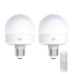 USB-ladattava lamppu kaukosäätimellä, ajastimella, himmennettävällä ja helposti asennettavalla paristokäyttöisellä E27-lampulla, RGB-lampulla Valko...