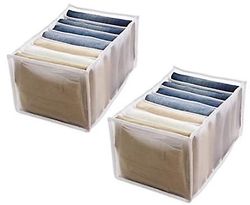 Gangxun Garderobe tøj Organizer, 2pcs foldbare vaskbare skuffe opbevaringskasser med 7 rum, høj kapacitet Grids closet dividers til undertøj, sokke...
