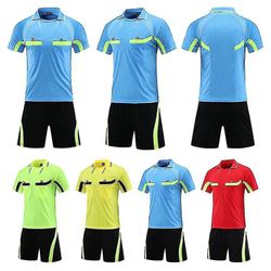 Profesjonell dommer Soccer Jersey Set Voksen Fotball Uniform Turndown Krage Dommer Skjorte Lommer Shorts Dommer Dommer Suit Gul XL-Height 170-175CM