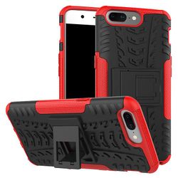 Shockproof rustning sag for oneplus 8t med støttefod all inclusive dække rød rpc1498