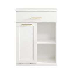 SoBuy BZR66-W,Pyykkikaappi Kylpyhuoneen säilytyskaappi pyykkikorilla ja laatikolla likaisille vaatteille,Pyyhesäilytys,Valkoinen 66x37x95cm