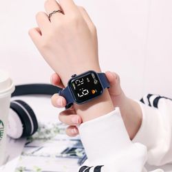 Digital Smart Sport Watch Kvinner klokker Digital Led Elektronisk armbåndsur Fitness armbåndsur Menn blå