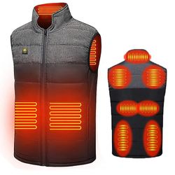 Lauwodun Intelligent varme vest Mænd og kvinder Universal USB Elvarme Varm bomuld tøj sort 2XL
