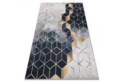 RugsX ANDRE 1171 vasketæppe Cube, geometrisk skridsikker - sort / guld 120x170 cm