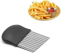 Rostfritt stål Crinkle Cutter Kök Gadget Skärverktyg för hackning potatis grönsaksfrukt våfflor pommes frites