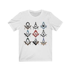 Bricks Masons Firkantet og kompas symboler frimurerisk t-shirt Hvid S