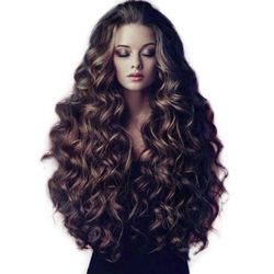 Liltop Kvinder Brown Long Krøllet Hair Parykker Body Wave syntetisk paryk brun