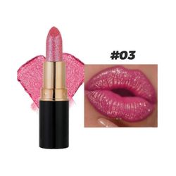 Diamond Glitter huulipuna, Timantti huulikiilto Glitter huulipuna vedenpitävä, kiiltävä Väri03