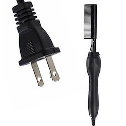 Coosilo Elektrisk glattejern Børste skæg / hår Kam, Curling Iron Hot Hair Flat Tools sort