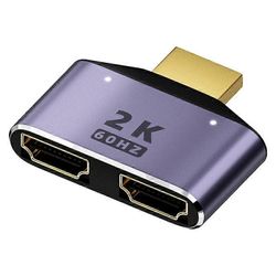 HDMI-yhteensopiva 1 in 2 Out -jakajasovitin 2K @ 60Hz 2 in 1 HD-näyttö Kaksisuuntainen valitsin Harmaa
