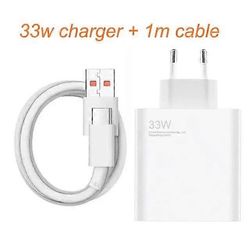 Laturi 33W Xiaomi Redmi Note 11 / 11s / 11 Pro / 11E Pro Mi 6 / 6 Plus POCO X4 X5 pro 5G nopea turbolataus Type C -kaapeli valkoinen EU Charger and 1m