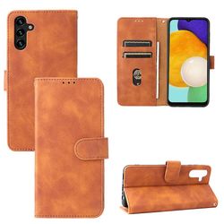 Etui til Samsung Galaxy A13 5g Cover Premium læder med kortholder Flip Folio magnetisk etui Etui Coque - sort Brown