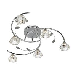 Searchlight Lighting Sierra 6 Lys Multi Arm Loft Semi Flush Light Chrome og glas, G9