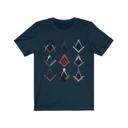 Bricks Masons Firkantet og kompas symboler frimurerisk t-shirt Flåde L