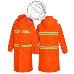 unbrand Korkea näkyvyys turvallisuus piilotettu hupullinen pitkä vedenpitävä työsadetakki Oranssi XXXXL