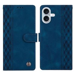 Yhteensopiva iPhone 17 -nahkakotelon kanssa painettu ruudullinen kuvio lompakkoteline käännettävä puhelimen kansi Sininen