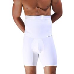 Høj talje-slankende Body Shaper Mave Boxer Trusser Hvid XXL