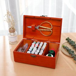 Trä sybox arrangör med sy kit tillbehör, hem sömnad korg