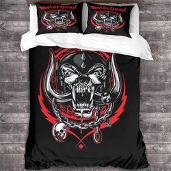 Motorhead-pussilakana Double Rock 'n' Roll -kuvioinen vuodevaatteet Pehmeä kevyt mikrokuituinen Heavy Metal Band -peittosuojus vetoketjusulkimella ...