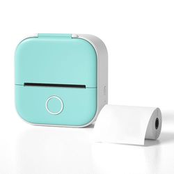 Mini Pocket Printer Bærbar Bluetooth-kompatibel termisk skriver Blekkfri klistremerkeskriver Grønn hvit