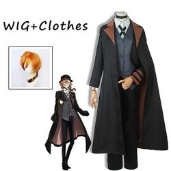 Bungou Stray Dogs Pria Wanita Nakahara Chuuya Kostum Cosplay Topi Peruk Celana Jaket Sarung Tangan Perempuan Setelan Pakaian Anime Hög kvalitet Sup...