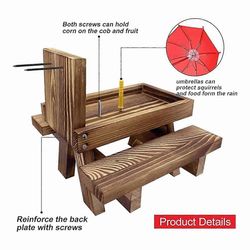 Oravasyöttöpiknikpöytä sateenvarjolla, puiset oravan syöttölaitteet ulkopuolelle, söpö maaoravan syöttölaite + kiinteä rakenne B Puun väri
