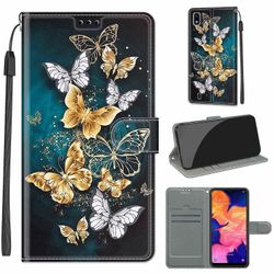 Foxdock Etui til Samsung Galaxy A10 Guld og Sølv Butterfly Mobil cover