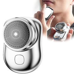 Frusde Mini-barbering bærbar elektrisk barbermaskin, mini-barbering bærbar elektrisk barbermaskin, mini barbermaskin bærbar elektrisk barberhøvel Sølv