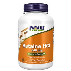 Now Foods betaiini HCl,648 mg,120 kasviskorkkia (1 kpl pakkaus)