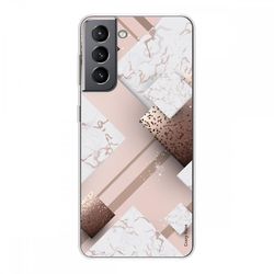 Crazy Kase Skrog til Samsung Galaxy S21 5g i silikone blød 1 mm, pink marmor og chokolade