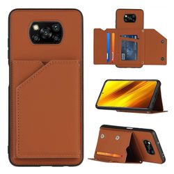 Gangxun Sag For Xiaomi Poco X3 Nfc/x3 Vintage Cuir Cover Læderetui Kofanger - Marron