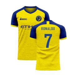 Libero Sportswear Al-Nassr 2023-2024 Hjemmekoncept fodboldsæt (Libero) (Ronaldo 7) Gul XL 46-48 inch Chest (112-124cm)