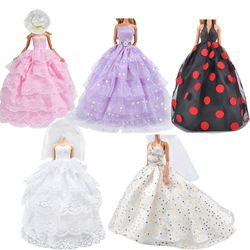 Phwj Barbie tøj tilbehør, dukke brudekjole prinsesse kjole aftenkjole 5 modeller