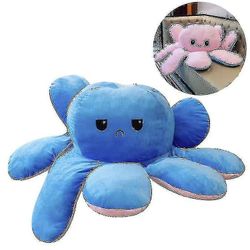 Hcankcan Stor blekksprut Reversibel plysj dukke dobbeltsidig Flip Octopus plysj søteste gave mørk blå rosa 130cm