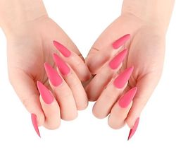 Handuo Lang spids negleplaster sensuel frostet neglestykke Pink