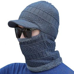 Besser Mænd Kvinder Strik Fleece Foret Balaclava Hjelm Hat Ansigtsmaske Sne Ski Cap Grå