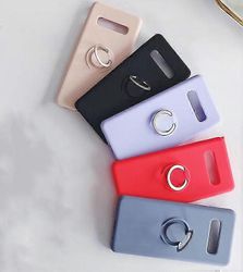 jq8 Samsung Galaxy S10e -kotelo - mikrokuituinen silikoni rengaspidikkeellä Punainen Röd