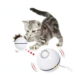 Smart Cat Toys Ball Interactive Catnip Usb genopladelig selvrottering farverige led fjer klokker legetøj til katte killing