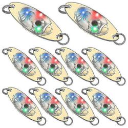 10 kpl LED-kalastusvieheitä lusikoilla syvän pudotuksen uisteluun, ruijanpallas vedenalainen vilkkuviehe Golden