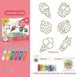 Rion Diamant Maleri Nøglering DIY Arts Børn Håndværk Kits Til børn Dekorative vedhæng Pædagogisk Legetøj Krystal Lim Farvning Smykker Icecream Stye