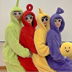 2023-hjem 4 farger Teletubbies Cosplay For Adult Funny Tinky Winky Anime Dipsy Laa-laa Po Soft Long Sleeves Piece Pyjamas Kostyme lilla L