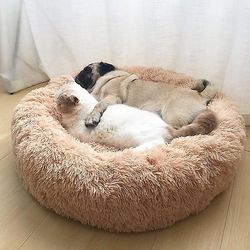 Deluxe-pehmoinen erittäin suuri koiransänky, sohva, pestävä pyöreä koiran tyynynpääty lemmikkisänkyyn erittäin suurelle koiranpedille khaki L