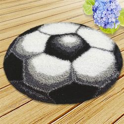 JUSTUP lås krok kits diy hekle garn kits, teppe broderi krok teppe kit håndarbeid sett pute for barn eller voksne hjem dekor fotball 20x20inch