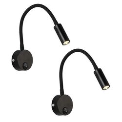 2 kpl 3W joustava LED hanhenkaula yöpöydän lukuvalo pistoke seinävalaisinsylinteri vaippa ilman viivaa (musta) 2pcs