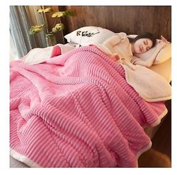 Handuo Tykt varmt tæppe quilt koral fleece tæppe flannel ark Pink 150*50cm